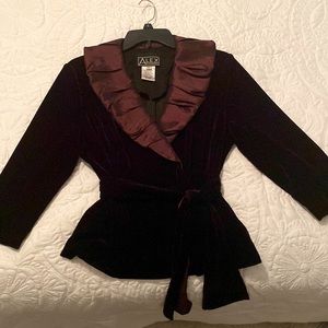 Alex Evenings Jacket black velvet burgundy